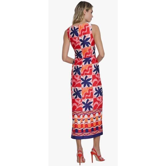 Donna Morgan Floral Midi Wrap Women-Versatile Summer, Beach, and Vacation Dress - Picture 2 of 9